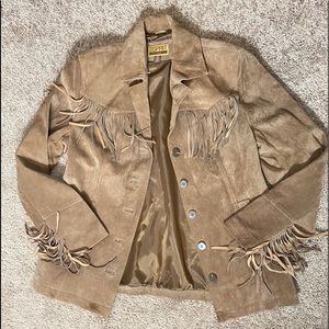 VINTAGE Espirit Leather Fringe Coat Jacket